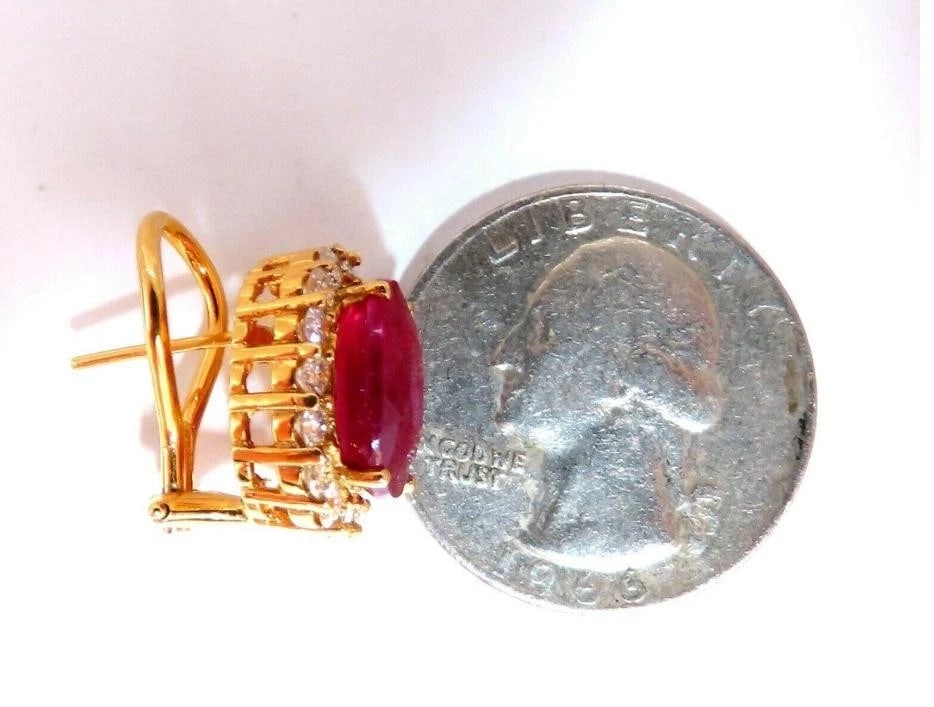 9ct Lab Ruby Diamond Clip Earrings Halo 14kt Gold 14112** - 4