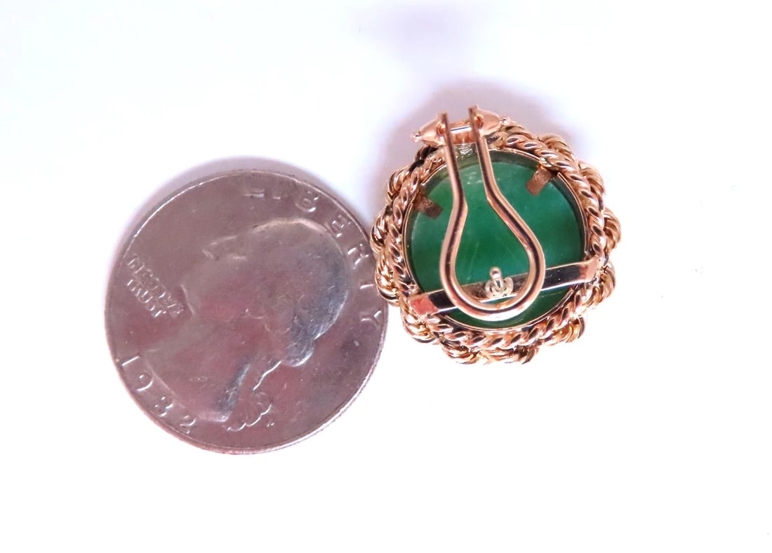 American Jade Rope Twist Federalist Clip Earrings 14kt 12506** - 3