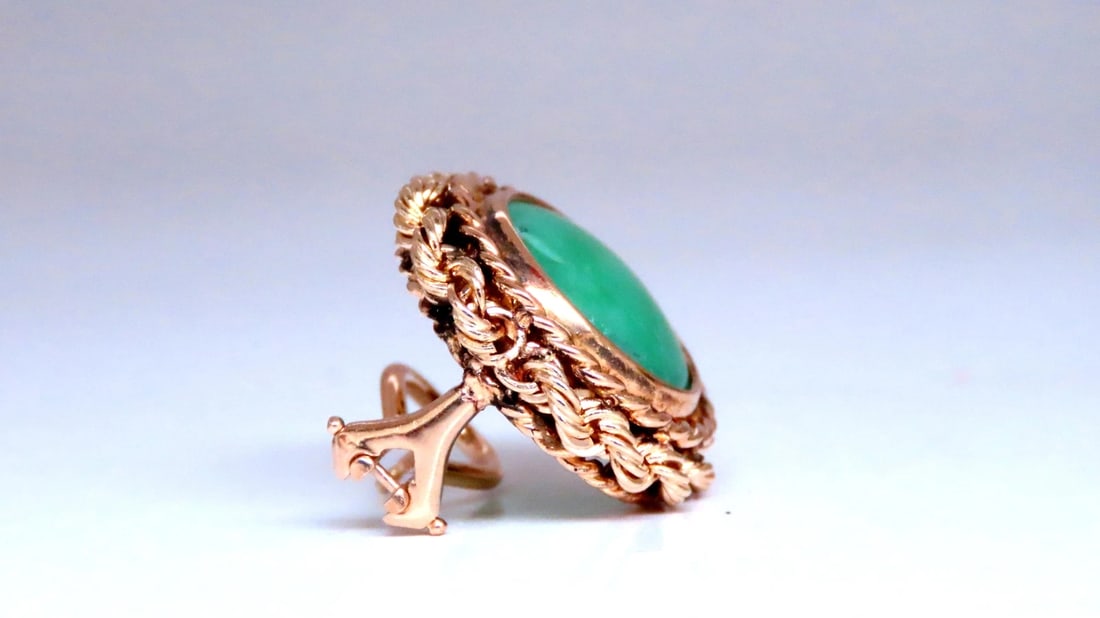 American Jade Rope Twist Federalist Clip Earrings 14kt 12506** - 4
