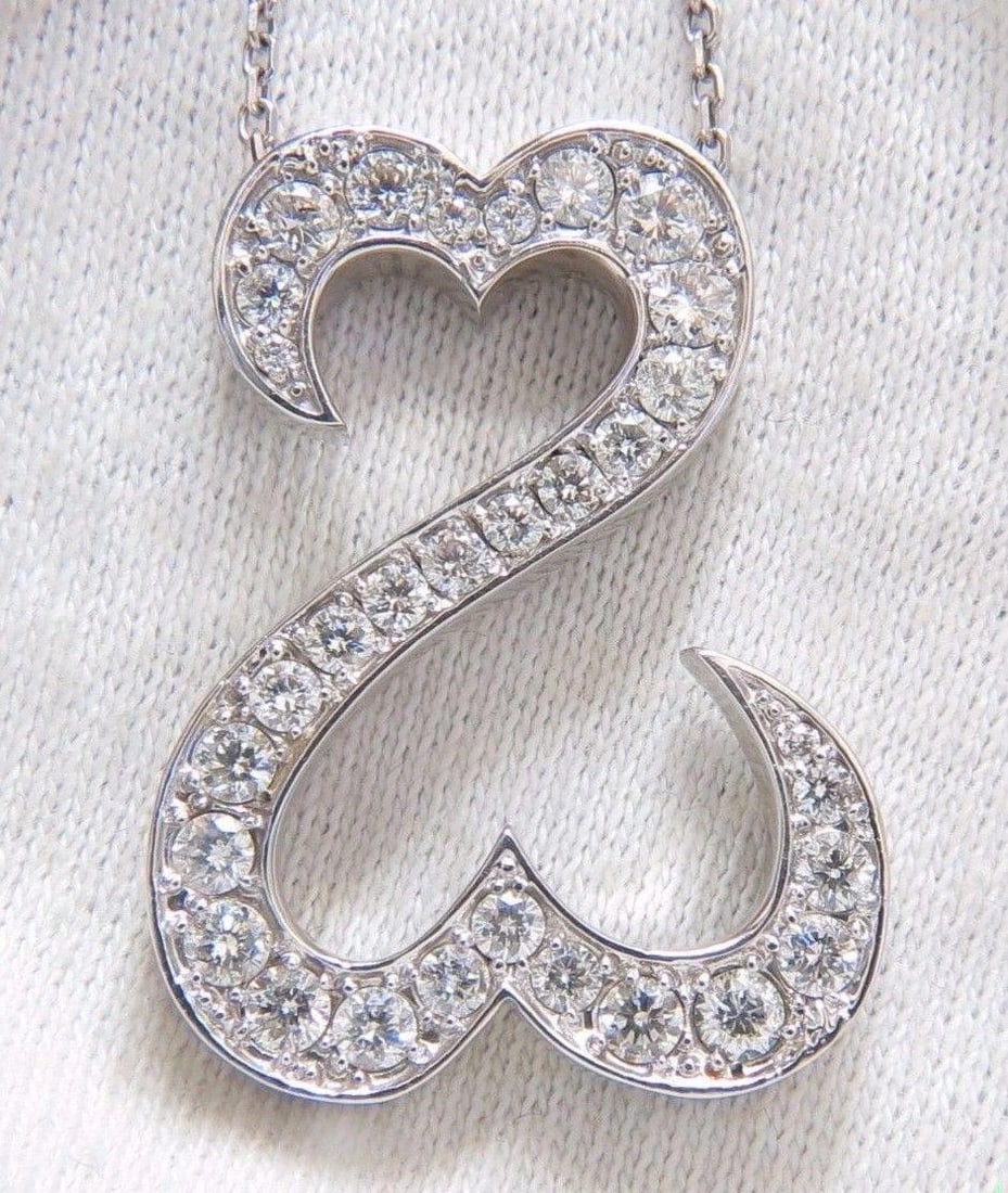 1.40ct natural diamonds double heart pendant 14kt 10658** - 5