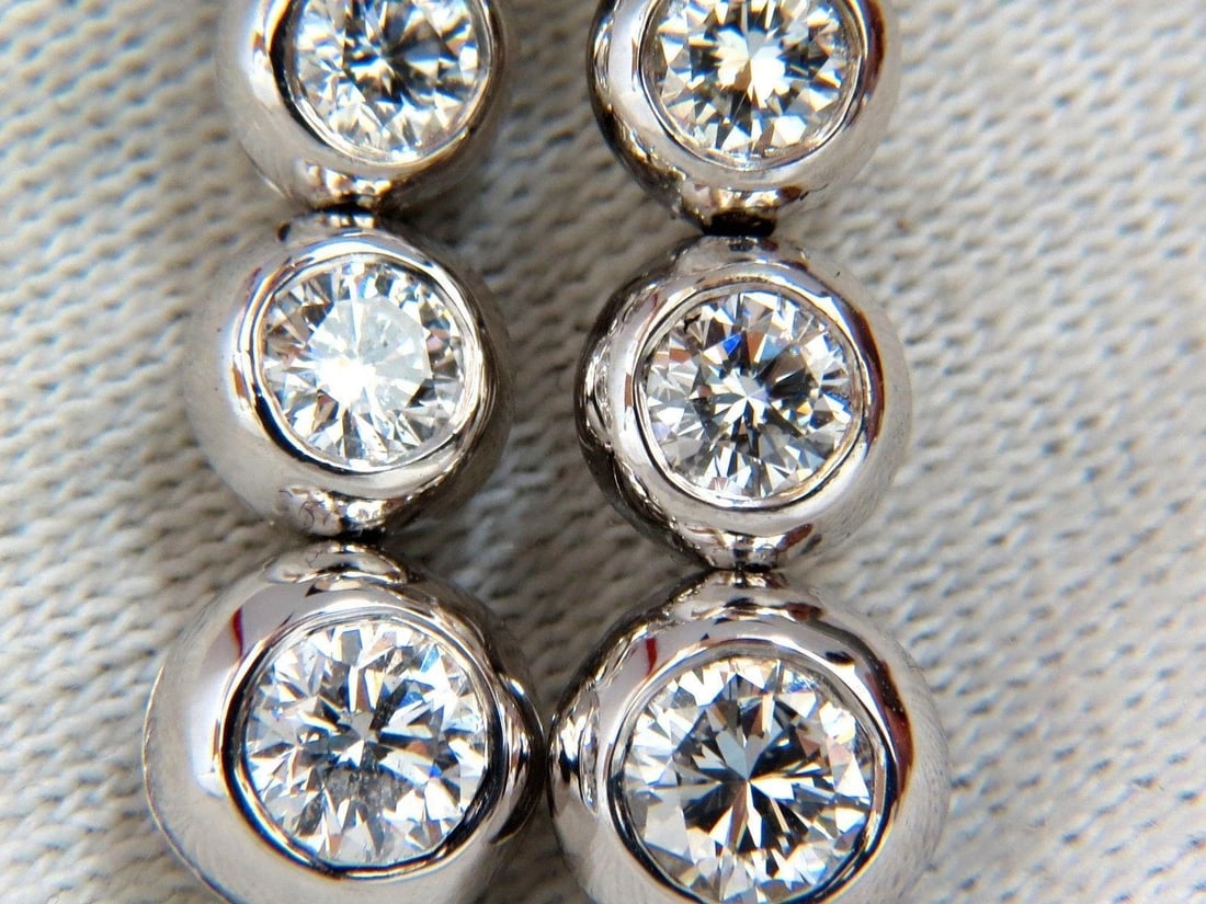 2.04ct Five Tier Diamond Dangle Earrings 14kt Gold G/VS Ref 12311** - 3