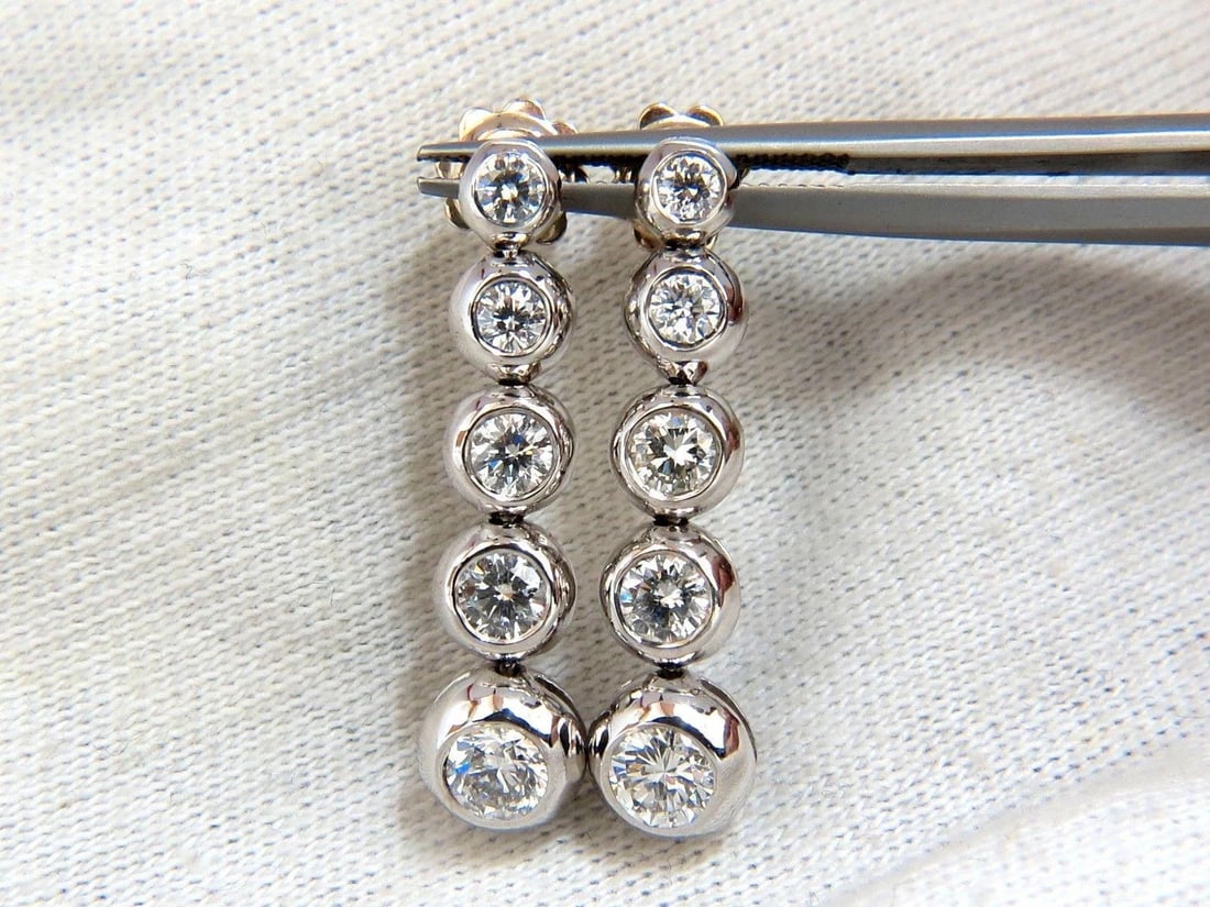2.04ct Five Tier Diamond Dangle Earrings 14kt Gold G/VS Ref 12311** - 6
