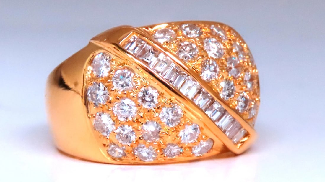 1.70ct Natural Diamonds Round & Baguette Dome Band 18kt gold 12419** - 2