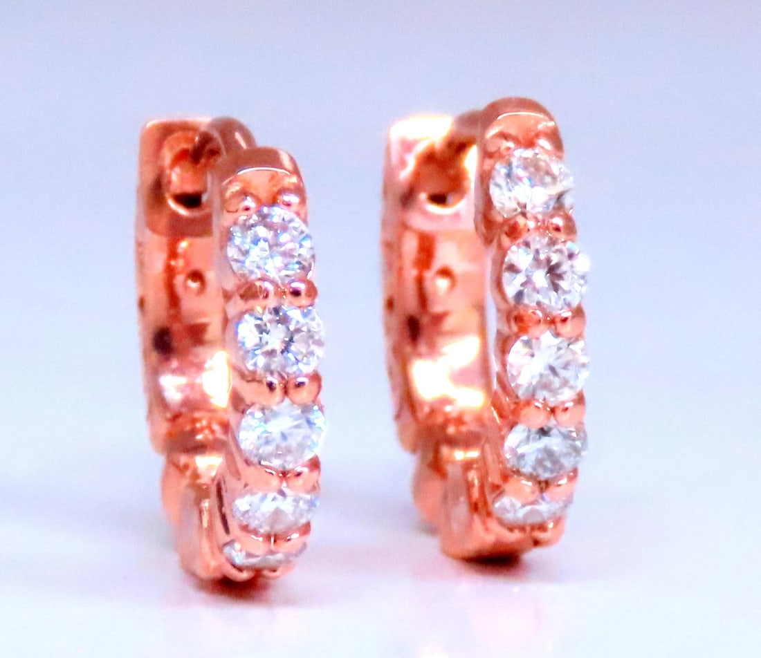 .43ct Diamonds Mini Hoop Earrings 14kt Rose Gold 12492** - 4