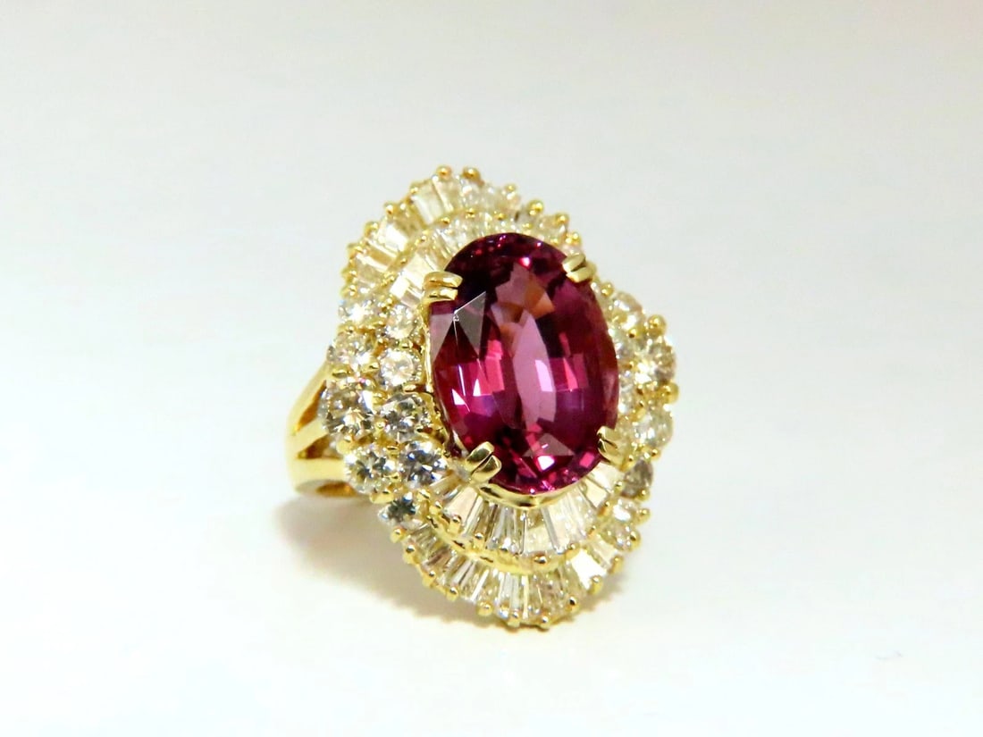 GIA Certified 8.12ct Natural No Heat Spinel 6.00ct Diamonds Ring 18Kt** - 3
