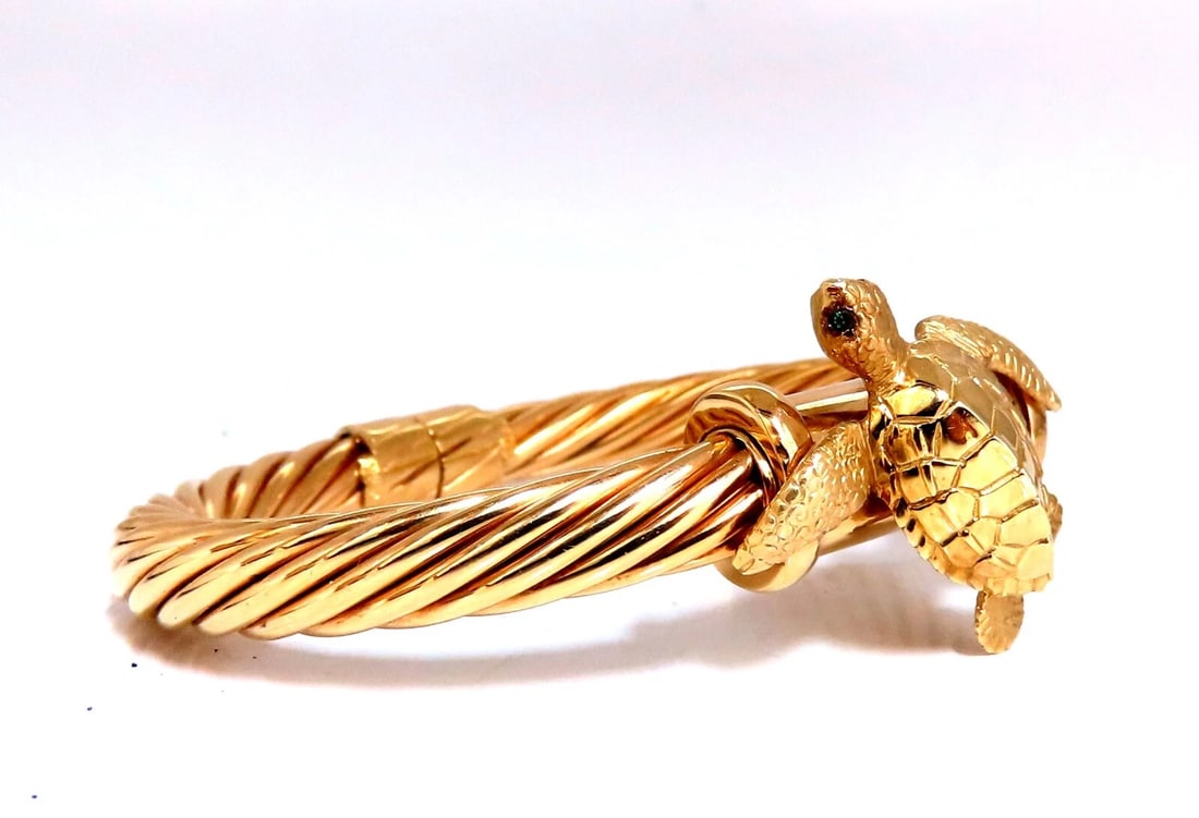 Turtle Candy Cane Twist Bangle 14kt** - 2