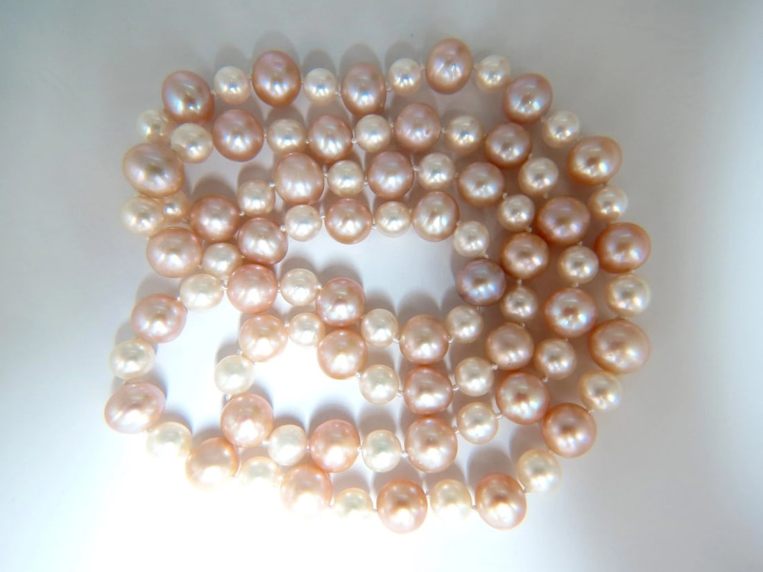 9.7mm Natural Akoya & Freshwater Endless Necklace 30inch**: Title: 9.7mm Natural Akoya & Freshwater Endless Necklace 30inch** Description: ONLY MAGNIFICENT JEWELS 9.7mm Natural Fresh Water & Akoya Pearls Necklace AAA Quality Endless necklace / can be worn as d