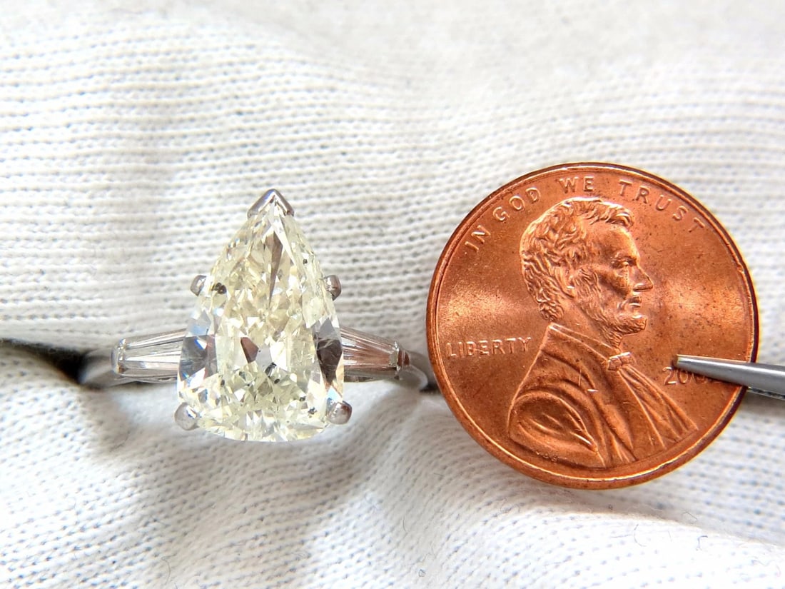 GIA Certified 3.77ct Pear Shape Natural Diamond Ring Platinum Classic** - 11