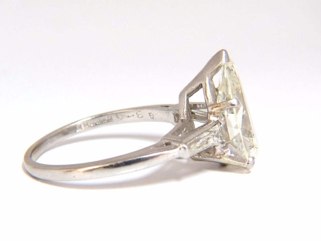 GIA Certified 3.77ct Pear Shape Natural Diamond Ring Platinum Classic** - 4