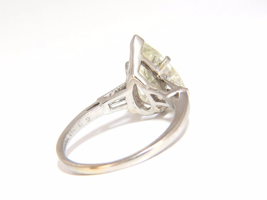 GIA Certified 3.77ct Pear Shape Natural Diamond Ring Platinum Classic** - 5