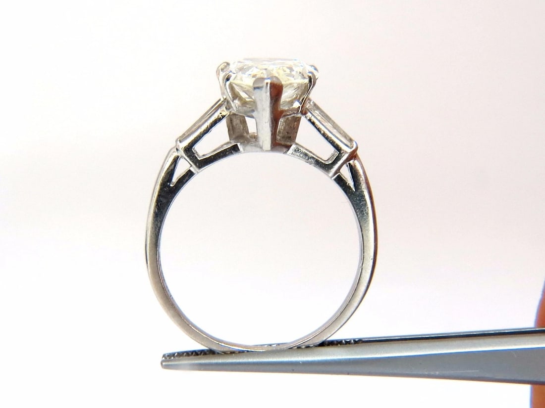 GIA Certified 3.77ct Pear Shape Natural Diamond Ring Platinum Classic** - 9