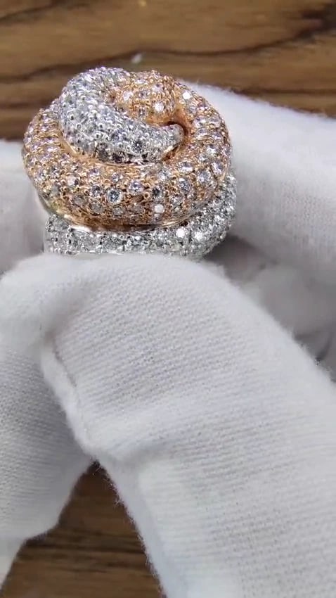 4.00ct. Huge Dome 18 Karat 3D Swirl Natural Diamonds Ring G/VS Cocktail Prime *v - 2