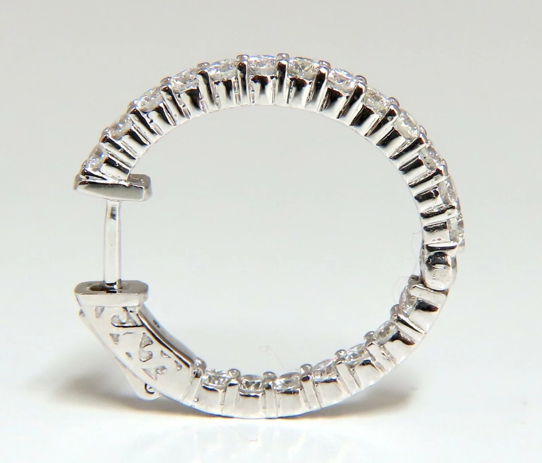 2.34ct natural round diamonds inside out hoop earrings button 14 karat ** - 3