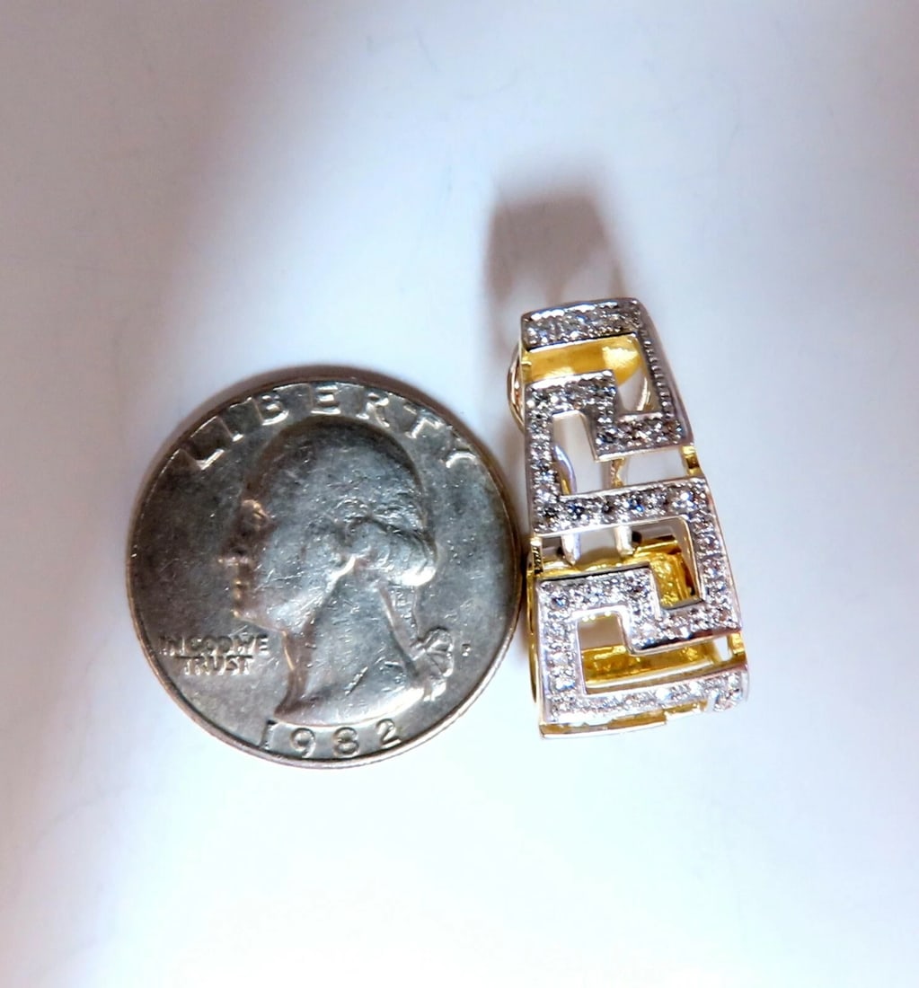 18kt Endless Greek Symbolic Bead set 1.20ct diamonds clip earrings** - 6