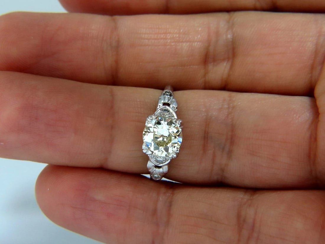 1.33ct vintage class old mine cut natural diamond engagement ring platinum** - 11
