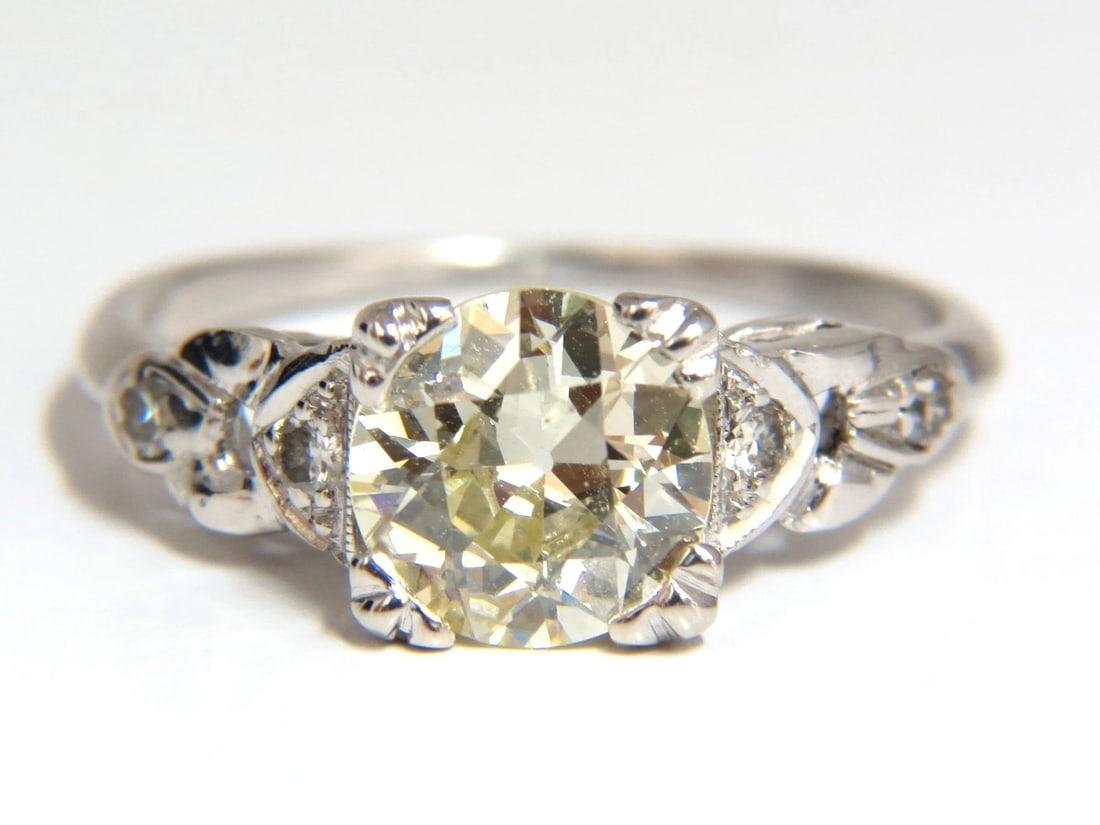 1.33ct vintage class old mine cut natural diamond engagement ring platinum** (1 of 11)