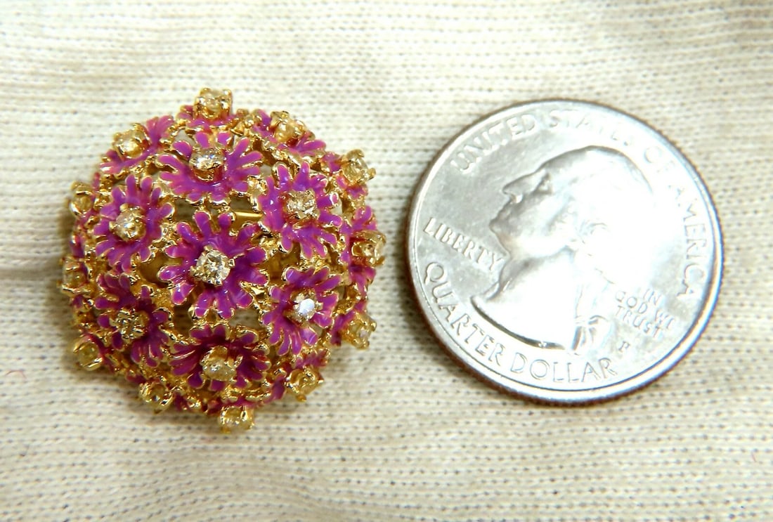 1.52ct Natural Fancy Yellow Diamonds Floral Dome Cluster Clip Earrings 14kt** - 3
