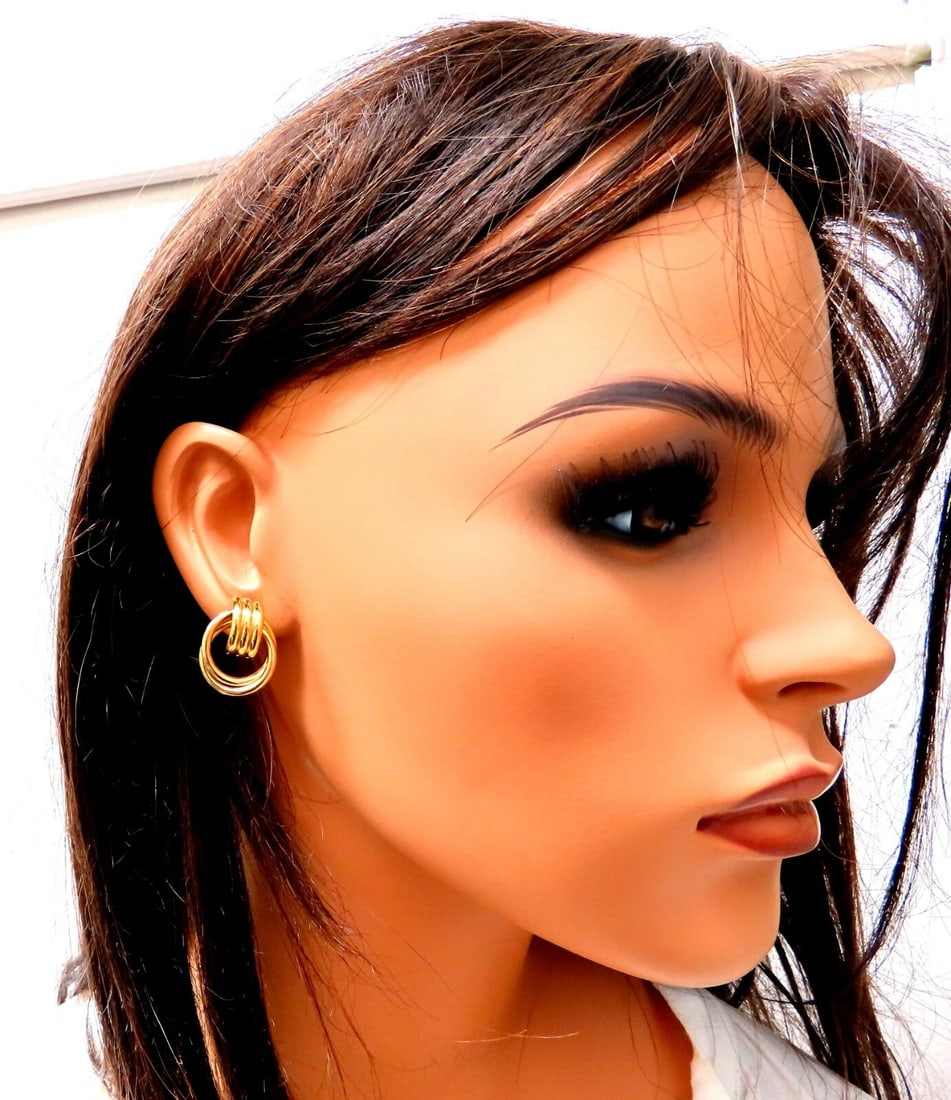 14kt Gold Circular Tube Earrings Knocker Classic** - 4