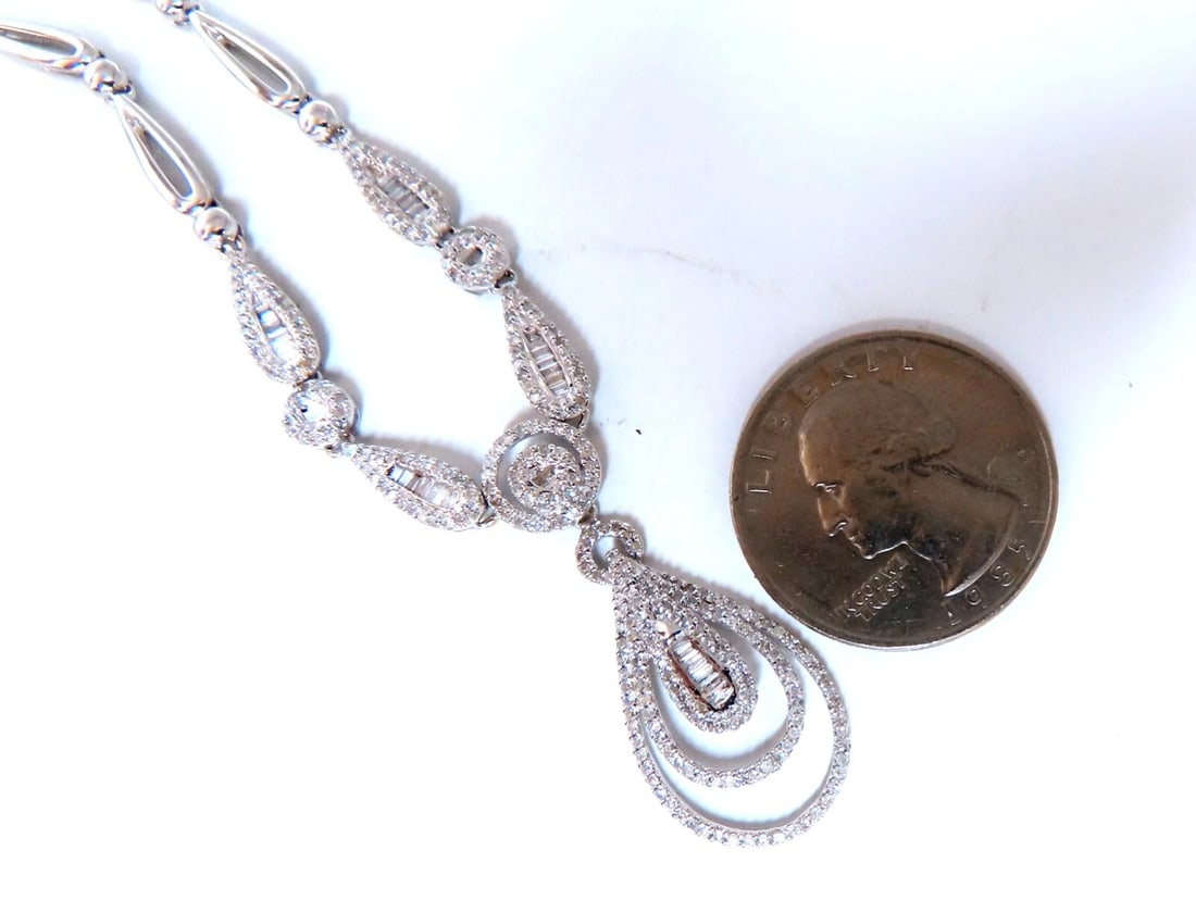1.30ct natural baguette diamonds iconic pear loop necklace 14kt mother of bride* - 6