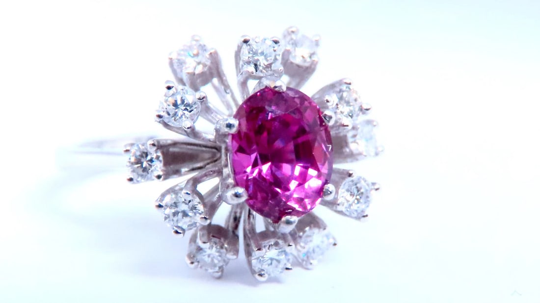 GIA Certified 1.34ct Natural Purple Pink Sapphire Ring 18Kt Gold 16520** - 2