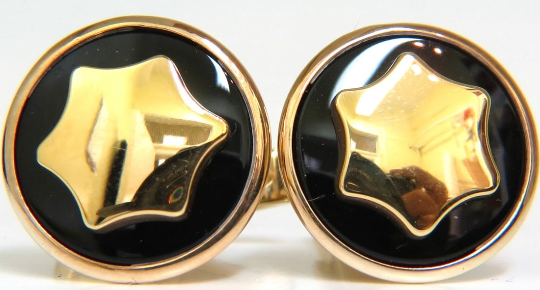 UNISEX 14KT 17.7mm 3D CUFFLINKS A+ DETAIL 8.7 GRAMS**: Title: UNISEX 14KT 17.7mm 3D CUFFLINKS A+ DETAIL 8.7 GRAMS** Description: Amazing detail / hand crafted Natural Black onyx with modified star of david on top. star of daivid, is raised up so it was co