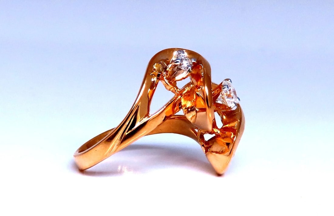 Unique Three Dimensional .45ct Natural Diamonds Curling Motif Ring 14kt** - 2