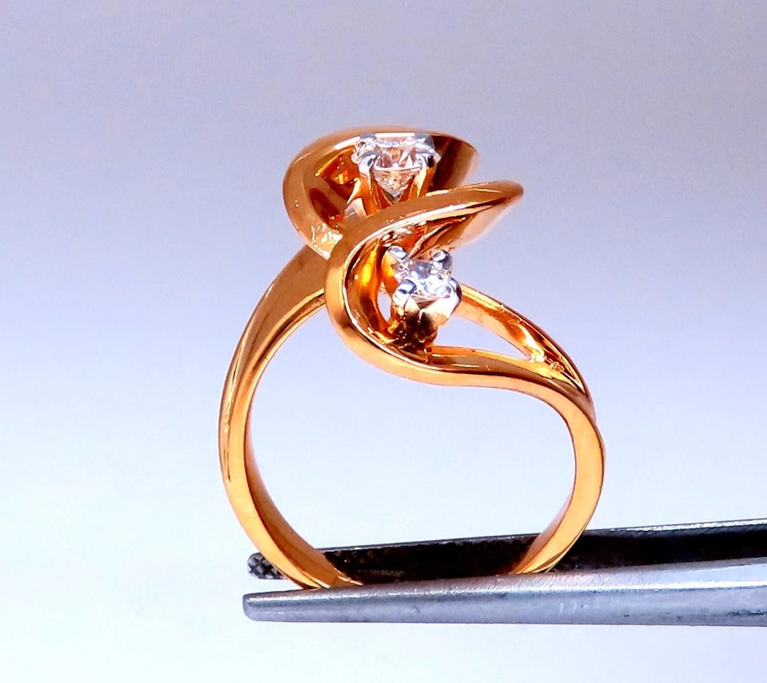 Unique Three Dimensional .45ct Natural Diamonds Curling Motif Ring 14kt** - 3