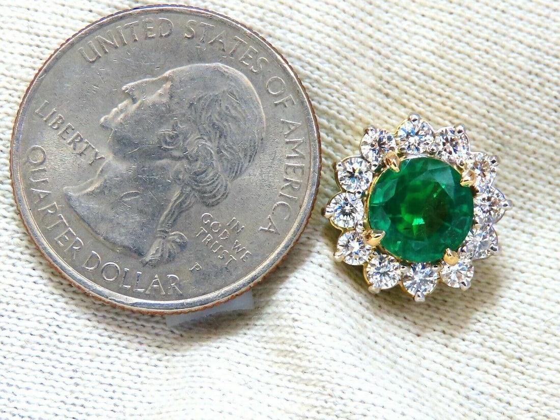 GIA Certified 4.78ct Natural Round Emerald Diamond Earrings 14kt Cluster 11031** - 3