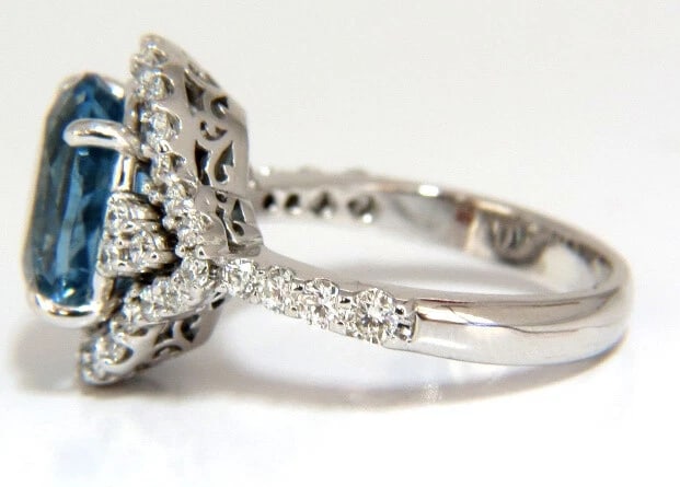 5.15ct natural prime aqua blue aquamarine diamonds ring 14kt ** - 2