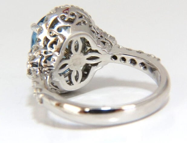 5.15ct natural prime aqua blue aquamarine diamonds ring 14kt ** - 3