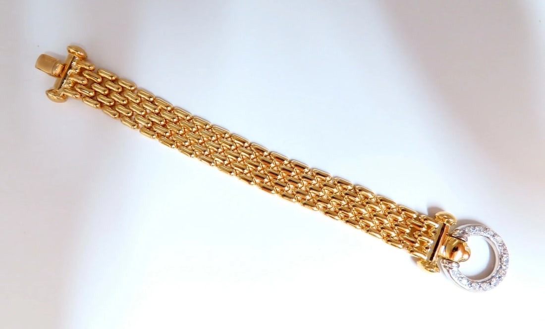 .70ct Natural Round Diamonds Circle Toggle deco Bracelet 14kt Panther** - 4