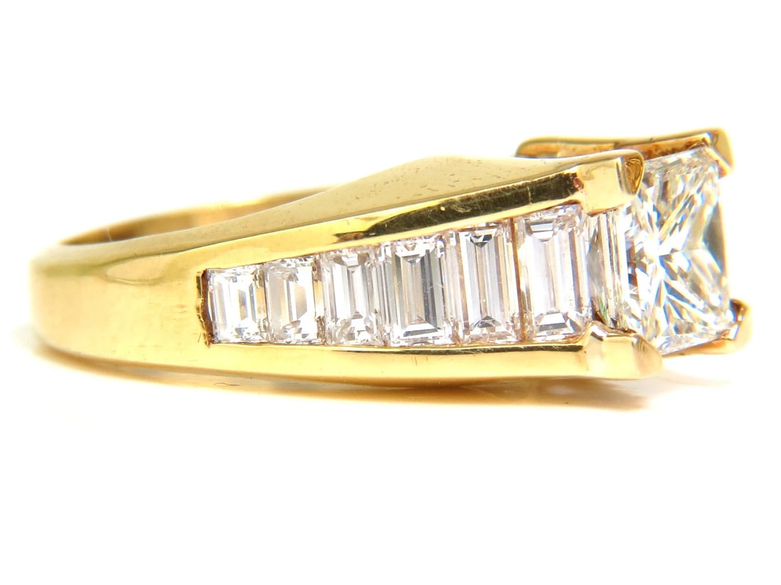2.90CT 18KT NATURAL PRINCESS BAGUETTES DIAMONDS RING MODERN DECO *v - 6