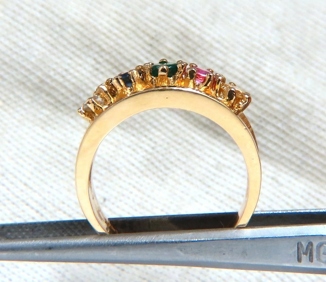 1.25ct Natural Sapphire Emerald & Diamond Mothers 5 Ring 14 Karat** - 3