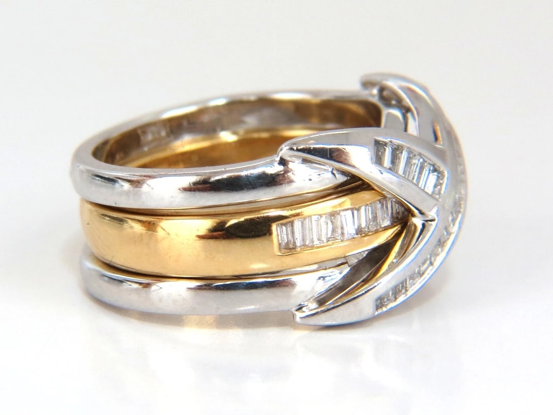1.00ct Band & Insert Natural Diamonds X Ring 14kt** - 2