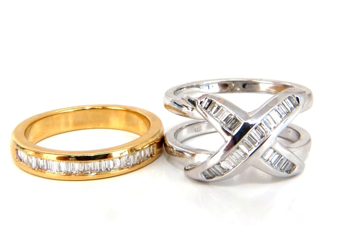 1.00ct Band & Insert Natural Diamonds X Ring 14kt** - 4