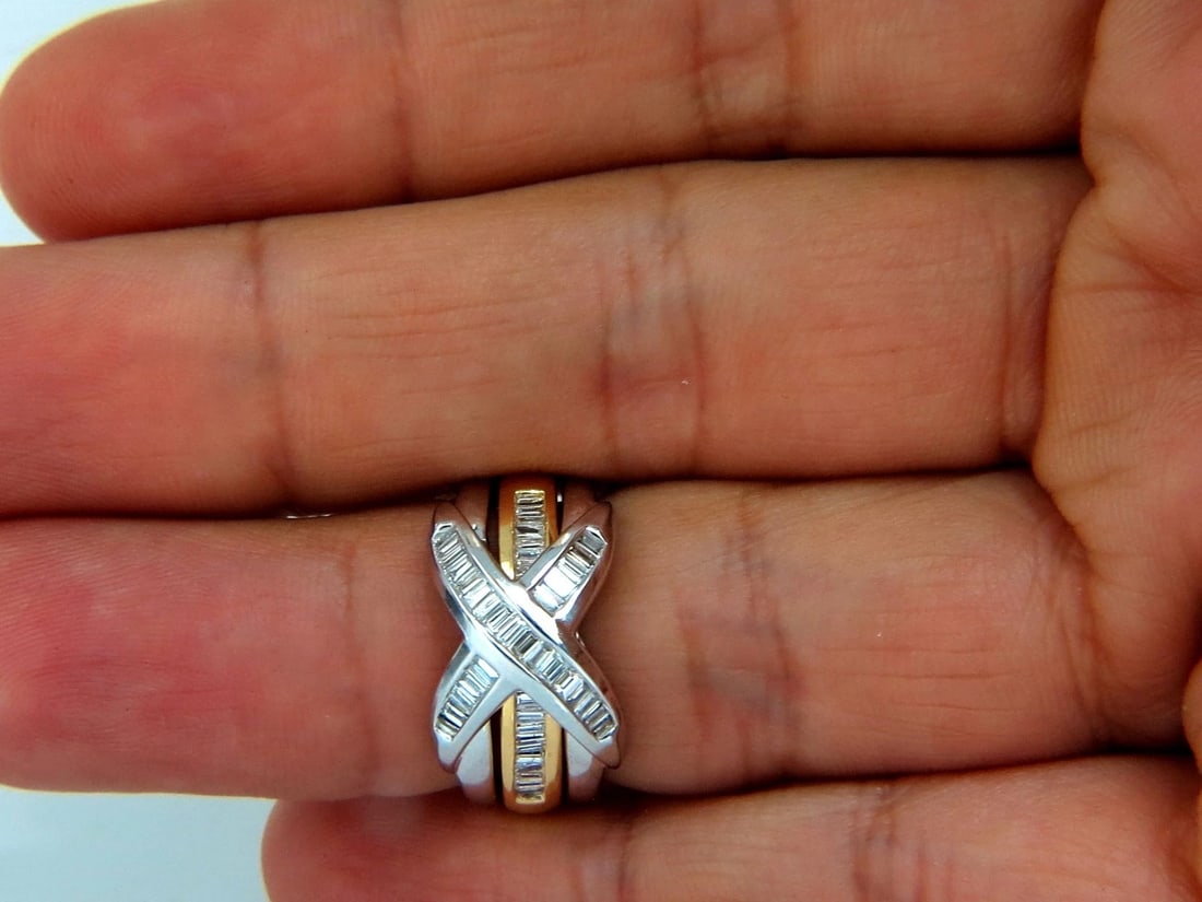 1.00ct Band & Insert Natural Diamonds X Ring 14kt** - 6