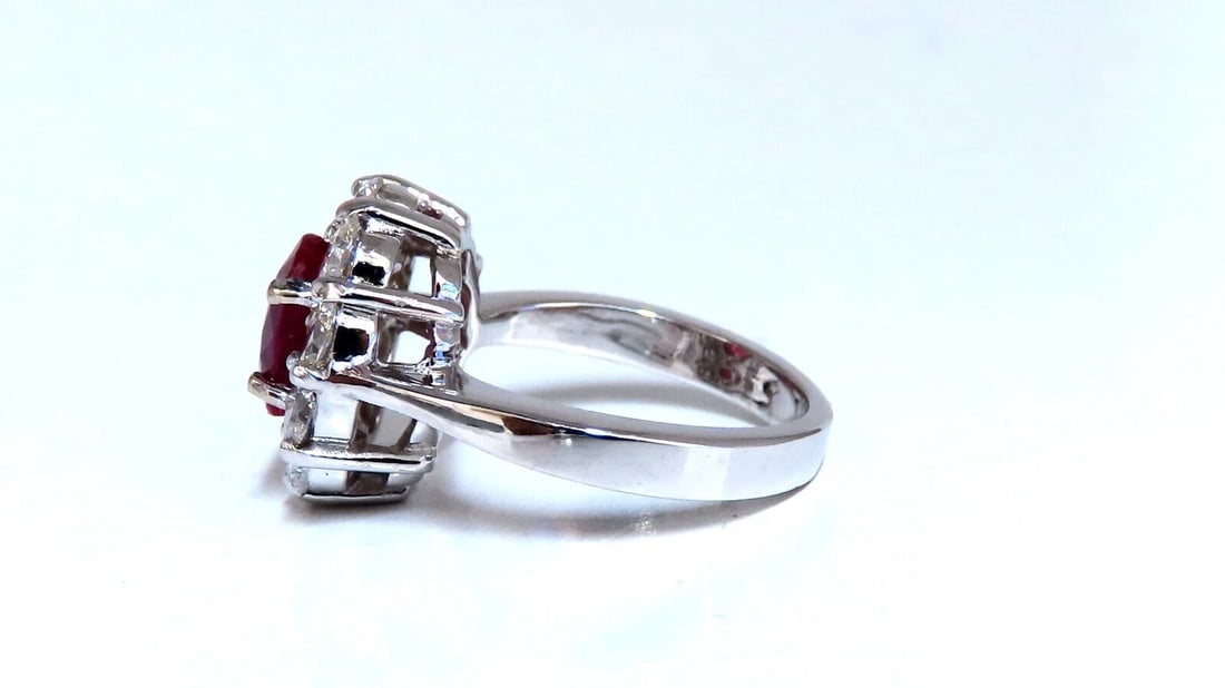 GIA certified 1.59ct No Heat natural ruby diamond ring 14kt classic halo** - 3