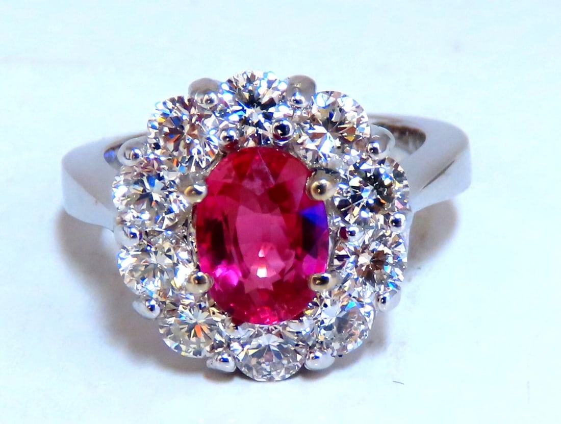 GIA certified 1.59ct No Heat natural ruby diamond ring 14kt classic halo** - 4