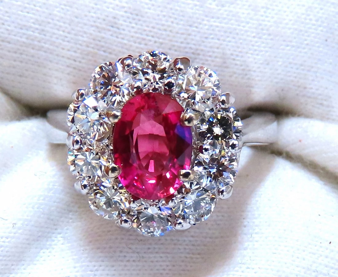 GIA certified 1.59ct No Heat natural ruby diamond ring 14kt classic halo** - 5