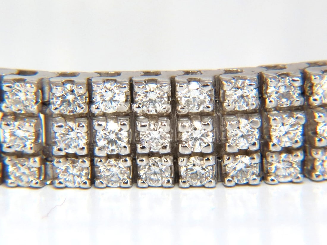 5.50ct natural round brilliant diamonds three row tennis bracelet 14kt gold** - 3