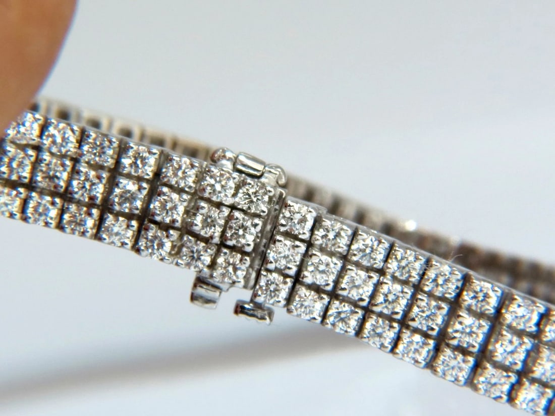 5.50ct natural round brilliant diamonds three row tennis bracelet 14kt gold** - 5
