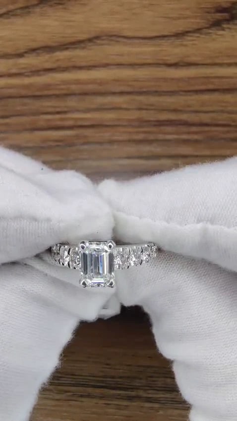 GIA Certified 1.08ct Emerald Cut natural diamond ring 1.20ct. 18kt H/Vs1 *v - 2