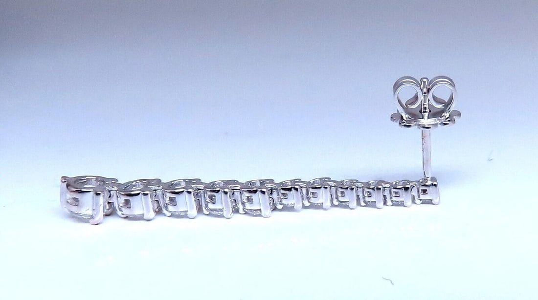 2.44ct Natural Round Diamonds Dangle Earrings 14kt Gold Long 1.5 Inch** - 2