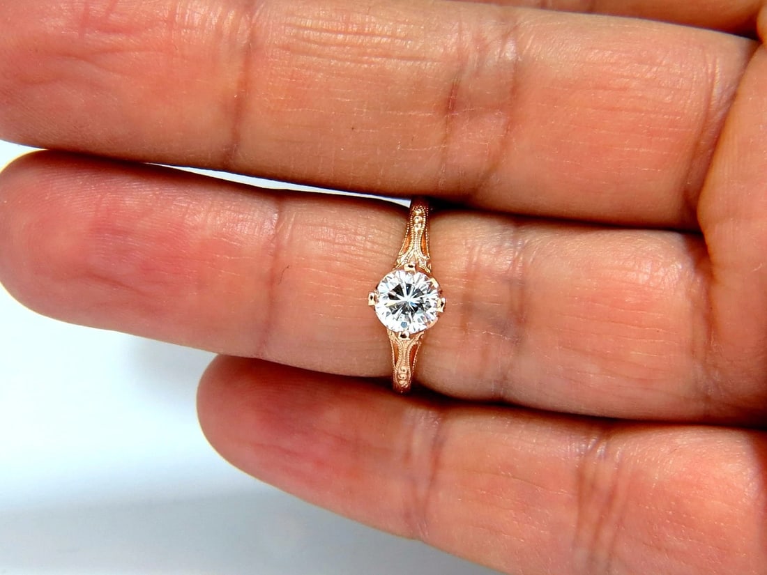 GIA Certified .95ct F.Si1 natural round diamond ring Portuguese Revival 14kt** - 6