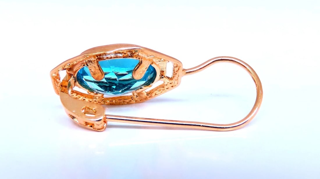 5.00ct Natural Blue Topaz Euro Wire Earrings 14kt Gold** - 3