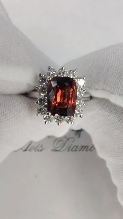 GIA Certified 3.38ct Natural Orange Sapphire Diamonds Ring 14kt No Heat *v - 2