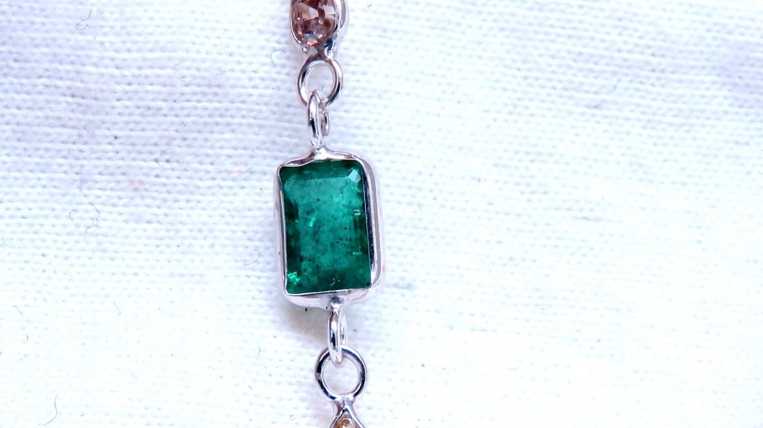 18.50ct. Natural Emeralds Diamonds Yard Necklace 14kt ** - 10