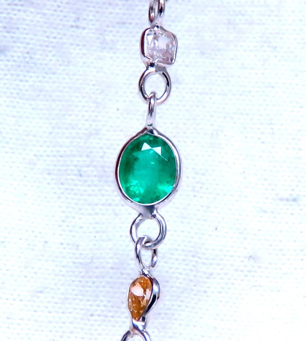 18.50ct. Natural Emeralds Diamonds Yard Necklace 14kt ** - 3
