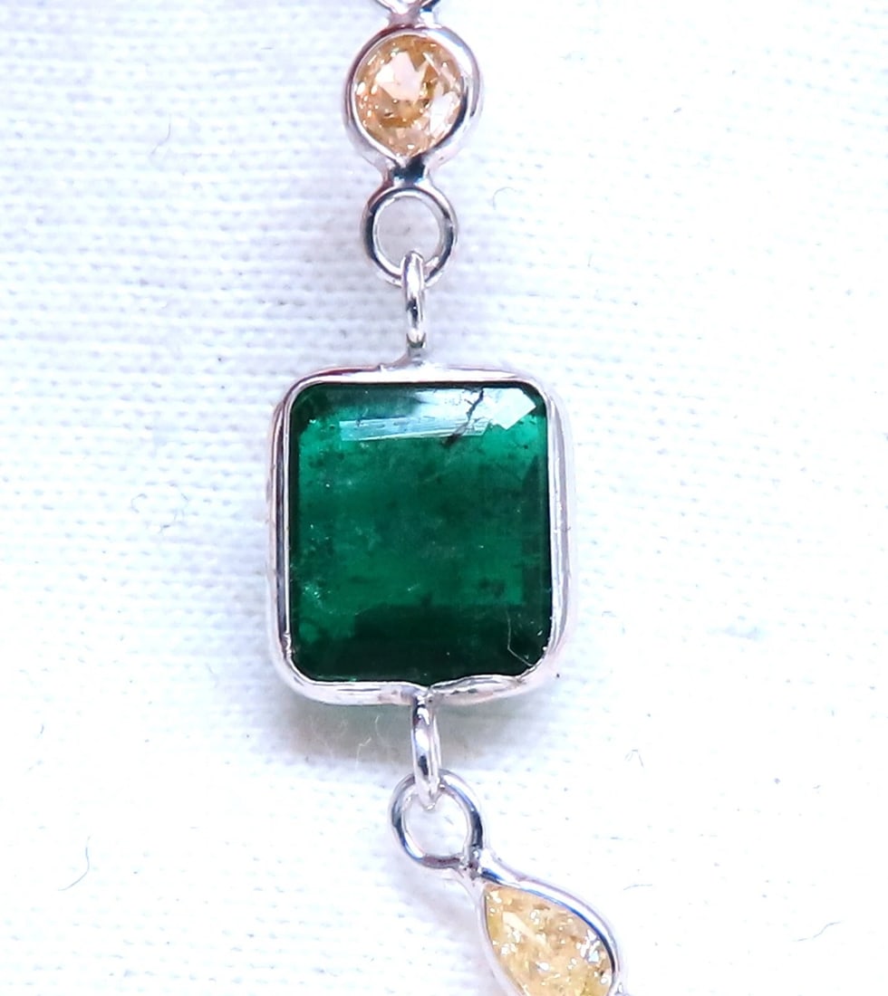 18.50ct. Natural Emeralds Diamonds Yard Necklace 14kt ** - 5