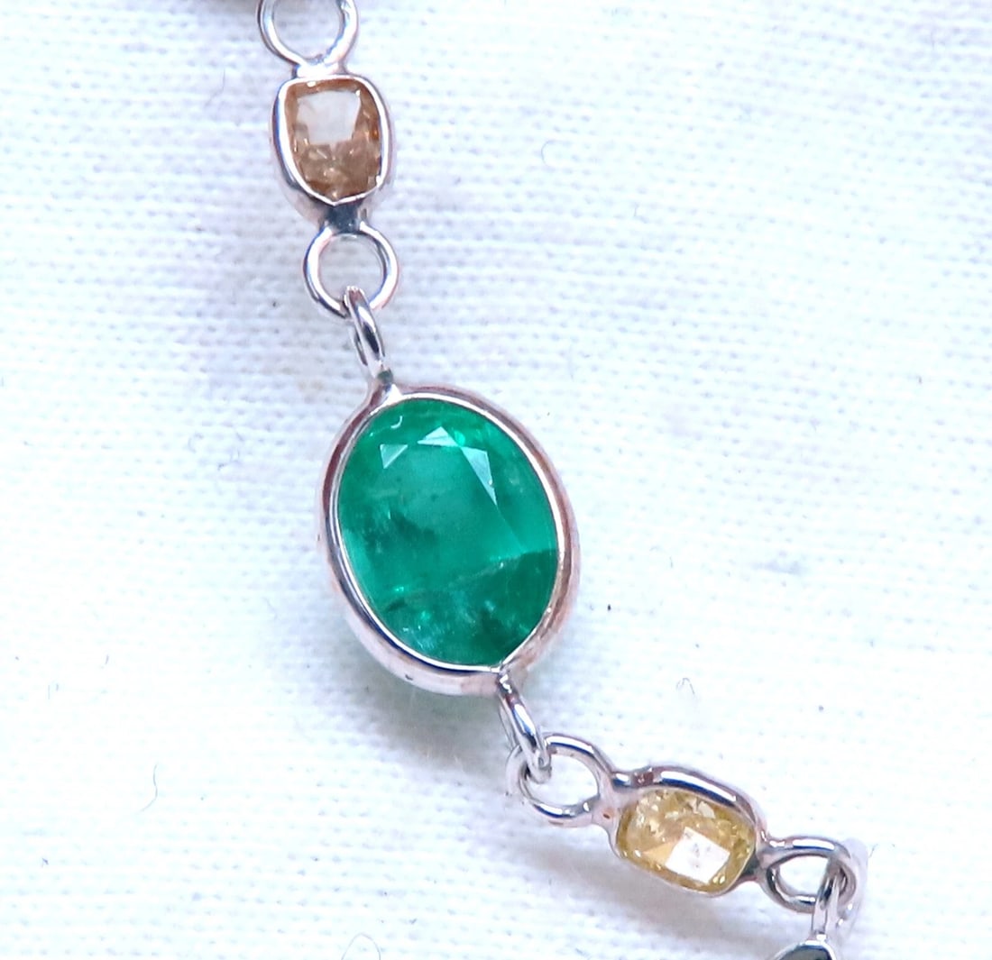 18.50ct. Natural Emeralds Diamonds Yard Necklace 14kt ** - 6